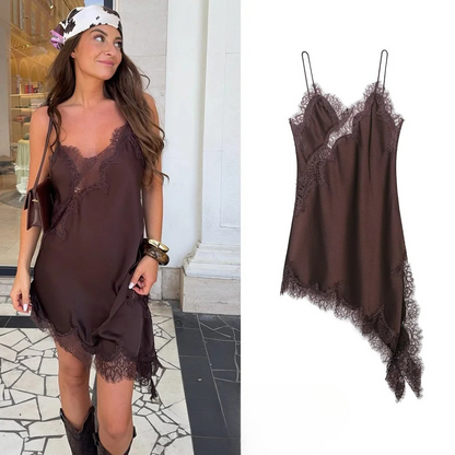 BELLA - SATIN LACE ASYMMETRICAL DRESS