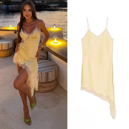 BELLA - SATIN LACE ASYMMETRICAL DRESS